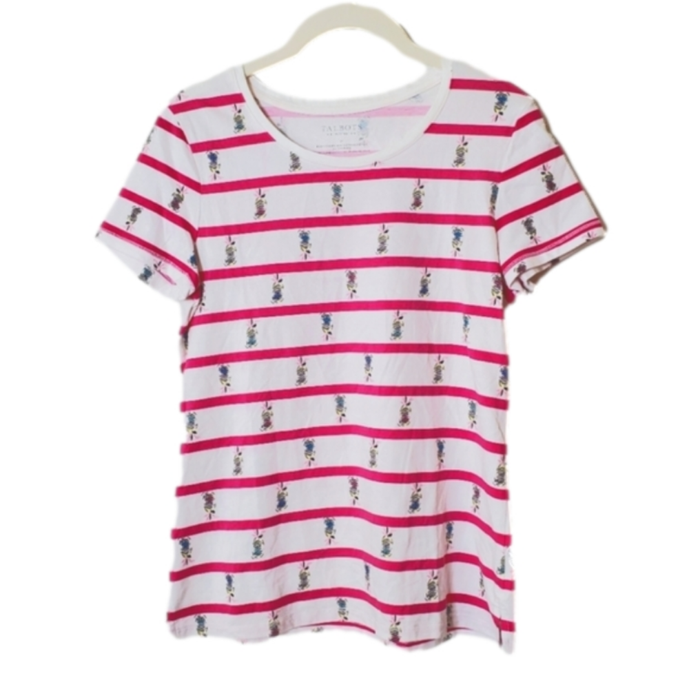 Talbots Pink Stripe Pineapple Shirt